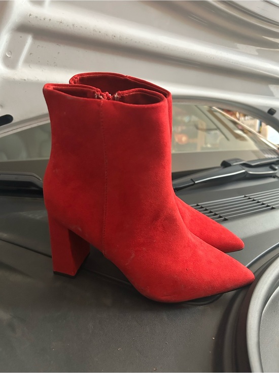 IKEA Shoes - Red Suede Ankle Boots with Block Heel - Women w7 new never worn